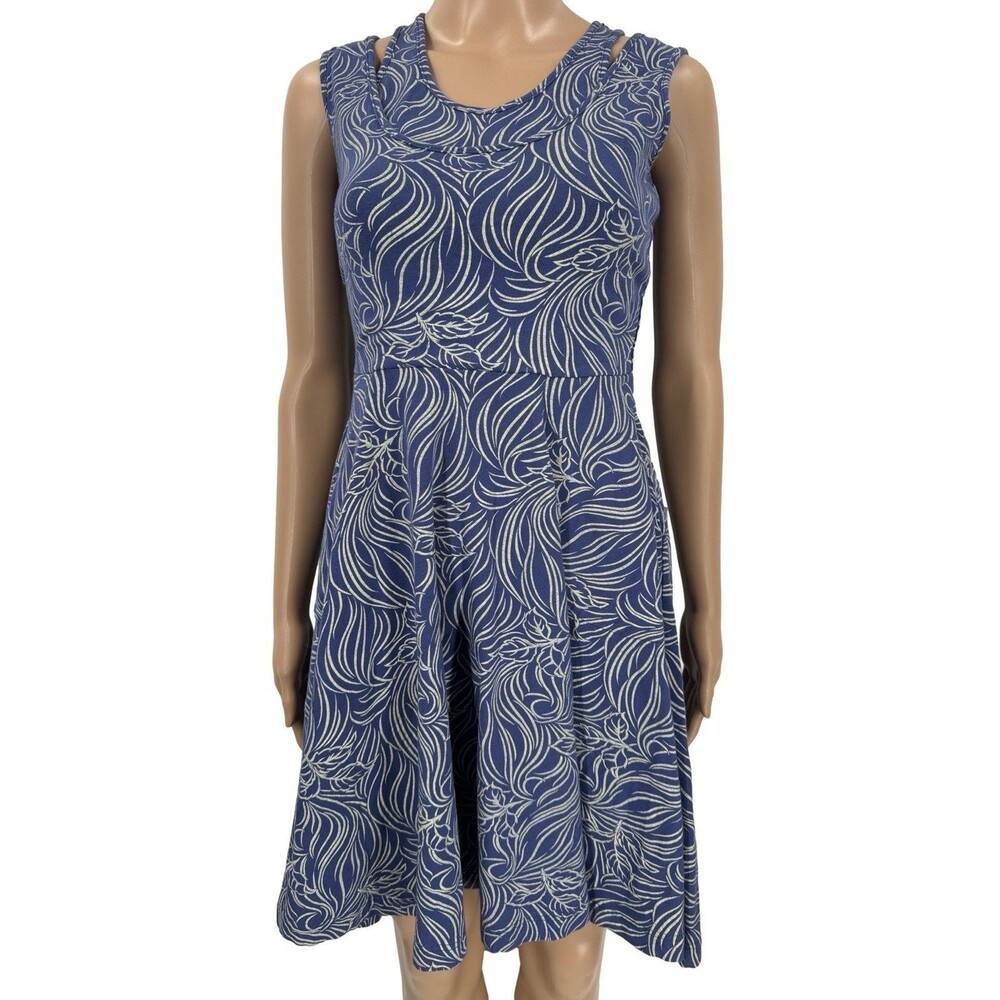 Effie’s Heart Dress Fit-n-Flare Skater Blue‎ Layered Tank Pockets Size S
